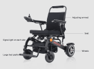 Black folding electric wheelchair.  24V / 500W 35km / h mobility scooter.  Foldable travel portable flight mobility scooter, medium-sized motorcycle